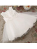 Beaded Ivory Lace Tulle Curly Hem Flower Girl Dress